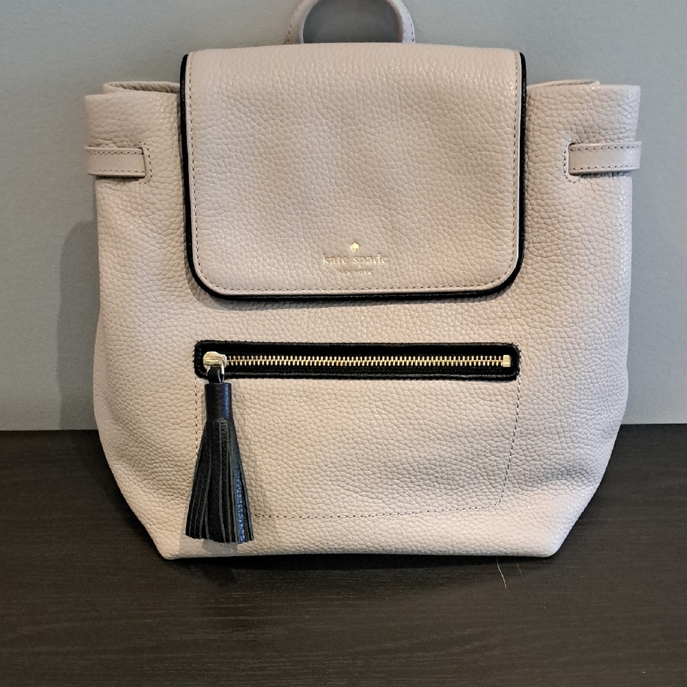 Kate Spade Light Beige Backpack with Black Accents